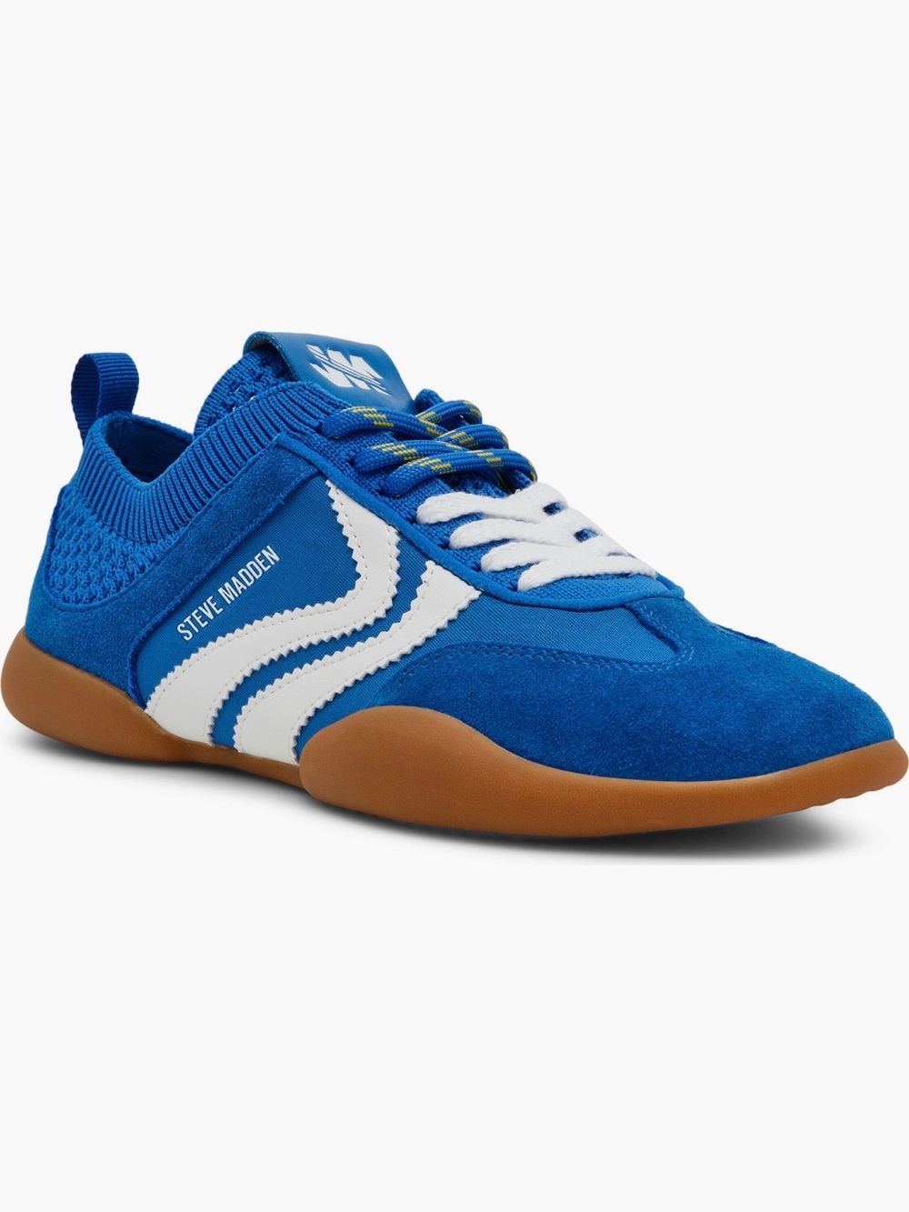 Steve Madden Blue and White Women’s Reboot Athletic Sneaker with Gum Sole